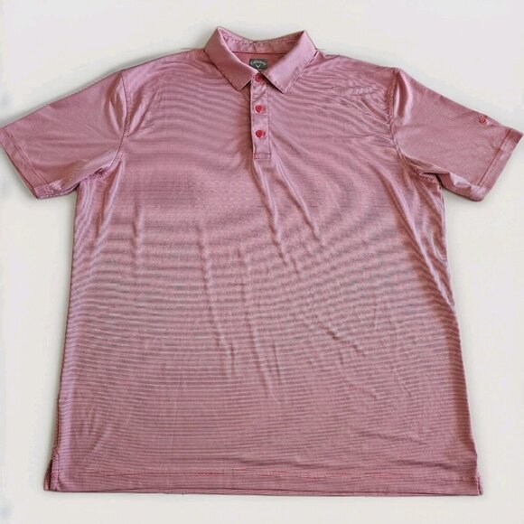 Callaway Polo Shirt Mens XL Coral Marled Stripes Buttons Performance SS Opti Dri - Picture 1 of 11